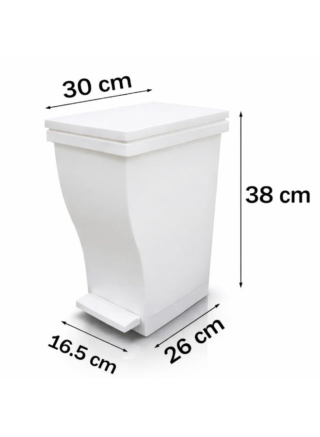 Master Gold 15L White Pedal Trash Can with Airtight Lid Modern Design for Kitchen Bathroom | Home Decor Trash Can 38cm Height | Plastic Waste Bin with Pedal - Image 5